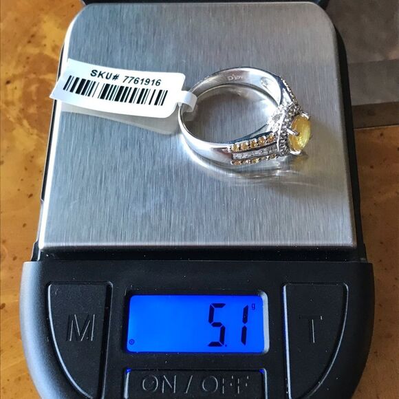 Natural Yellow Sapphire Sterling Silver Ring Size 10 - Picture 3 of 8